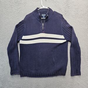Polo Jeans Company Sweater Pullover Mens Size Large Navy Blue 1/4‎ Zip
